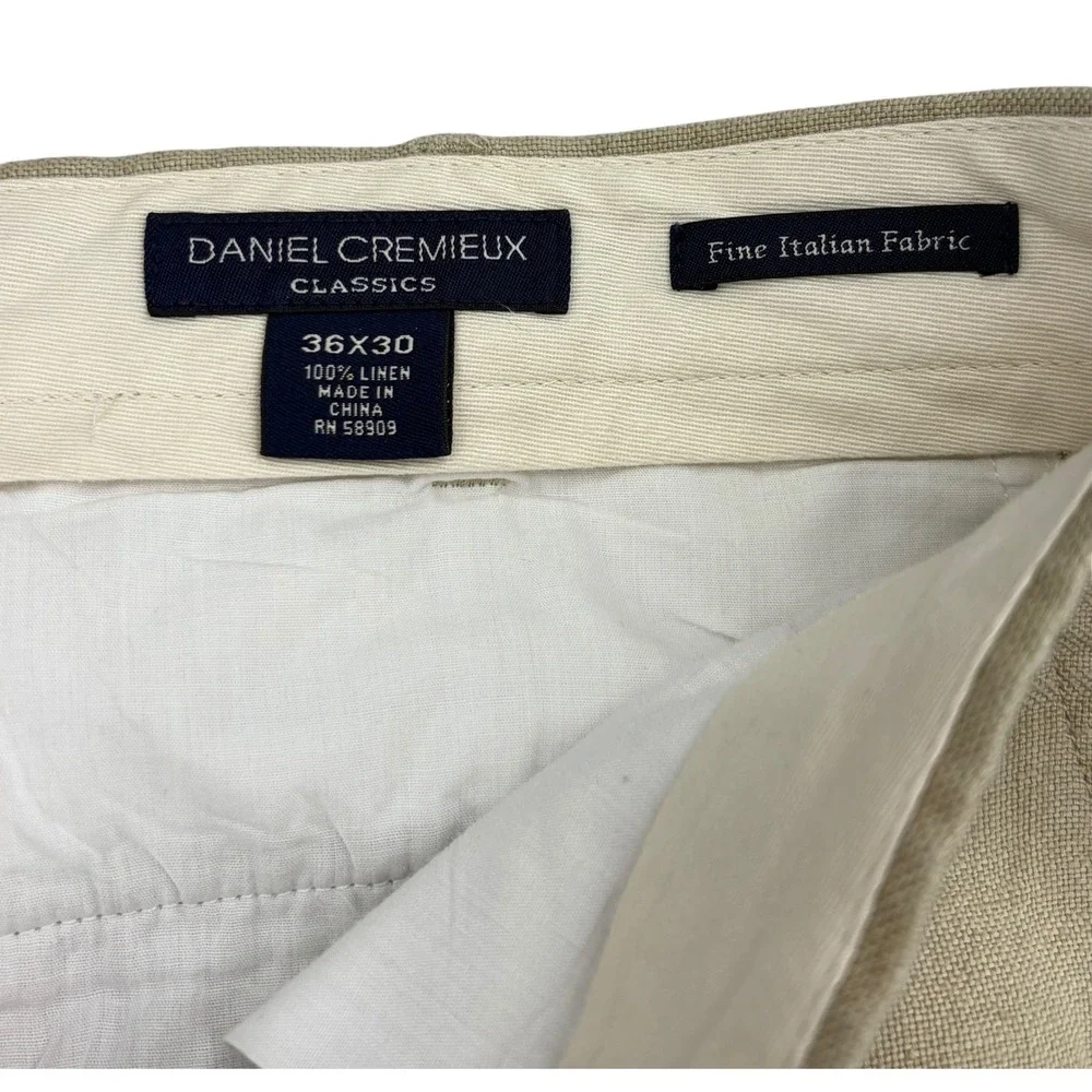 Daniel Cremieux Mens Classics Biarritz Pants 100% Linen Tan 36x30 Beachy Costal